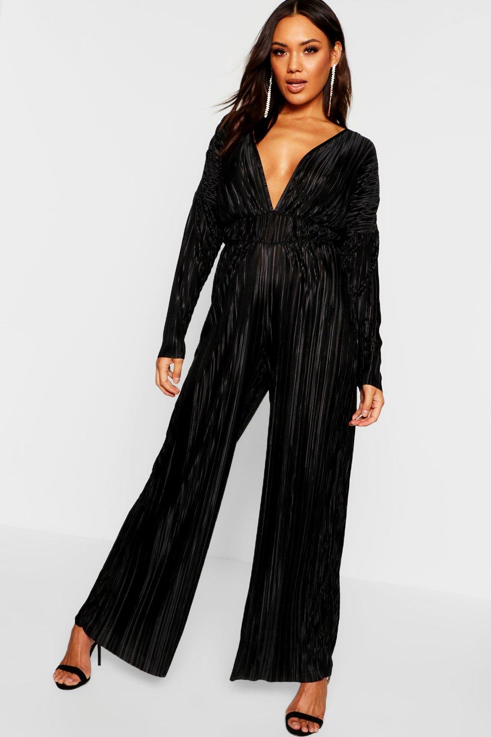 long sleeve pleated jumpsuit