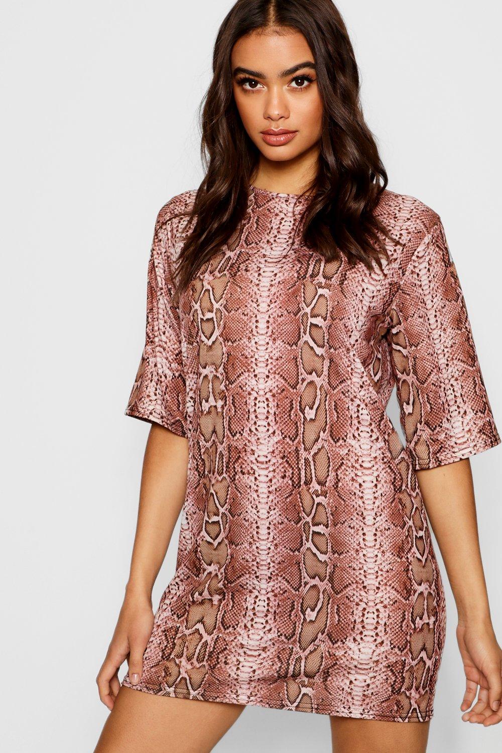snake print shirt dress boohoo
