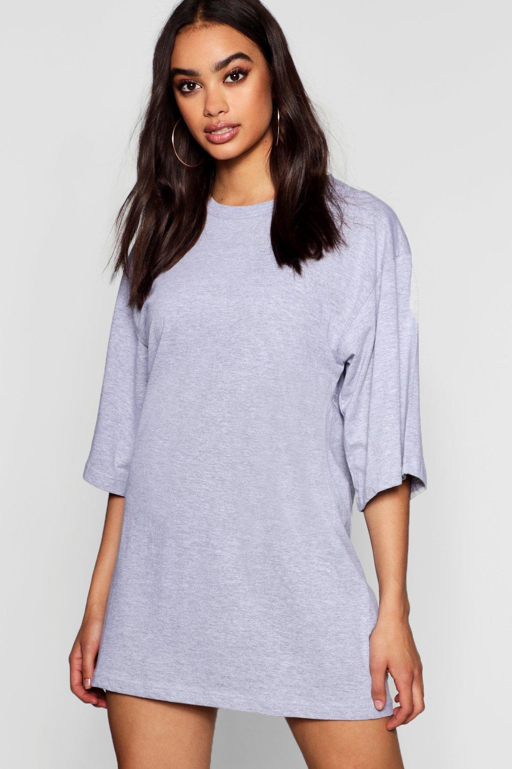 

Свободное платье-футболка из хлопка с рукавами 3/4, Grey