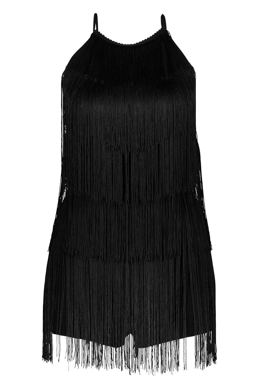 black fringe playsuit