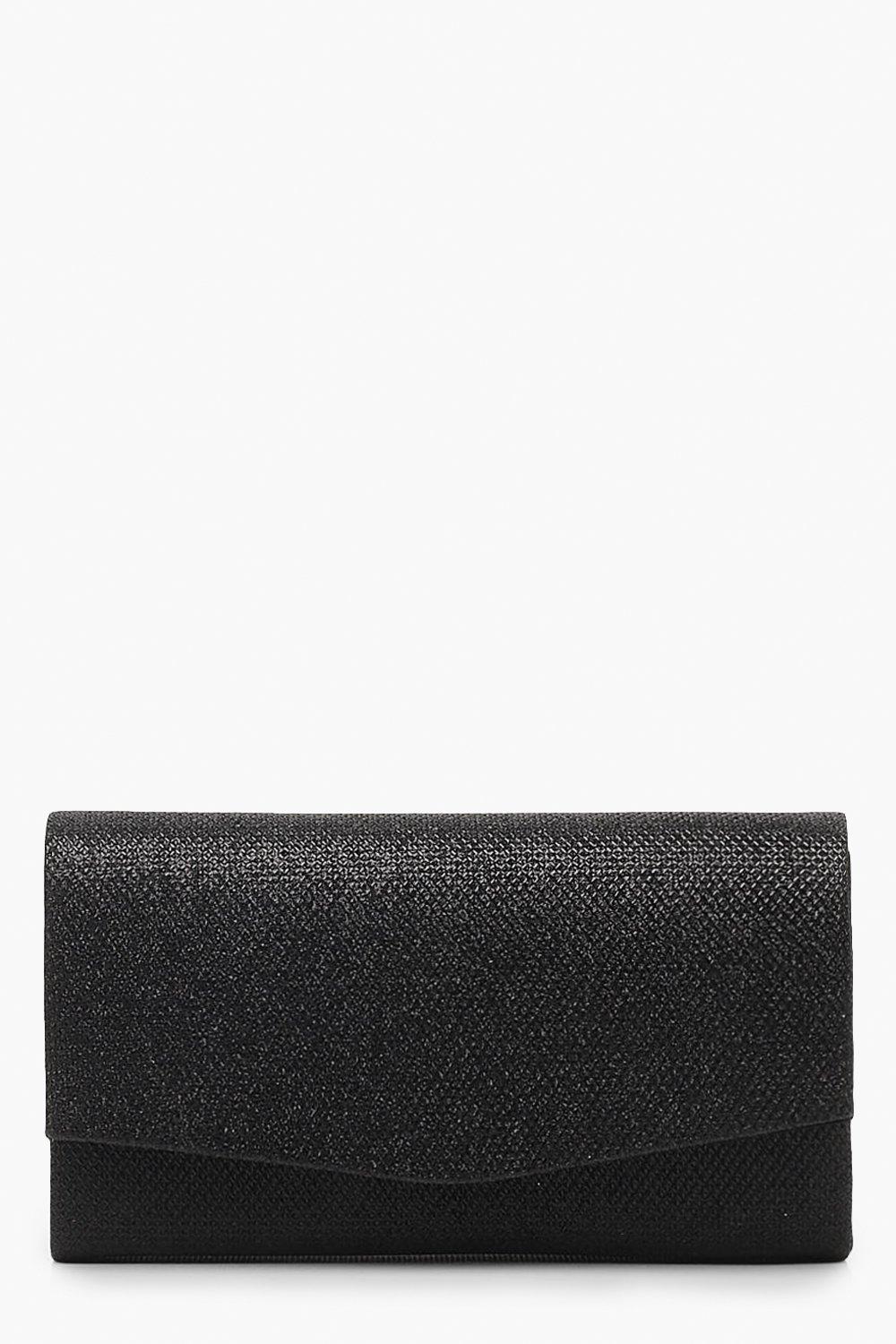 Click to view product details and reviews for Womens Glitter Envelope Clutch Bag And Chain Black One Size Black.