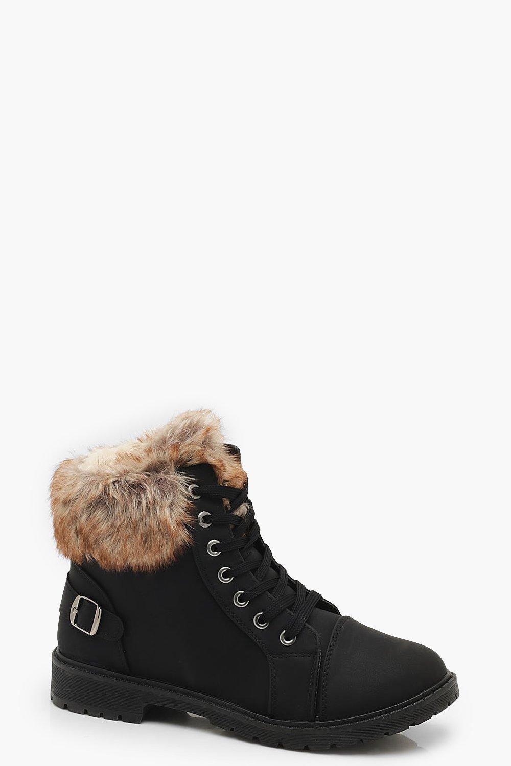 hiker boots with fur