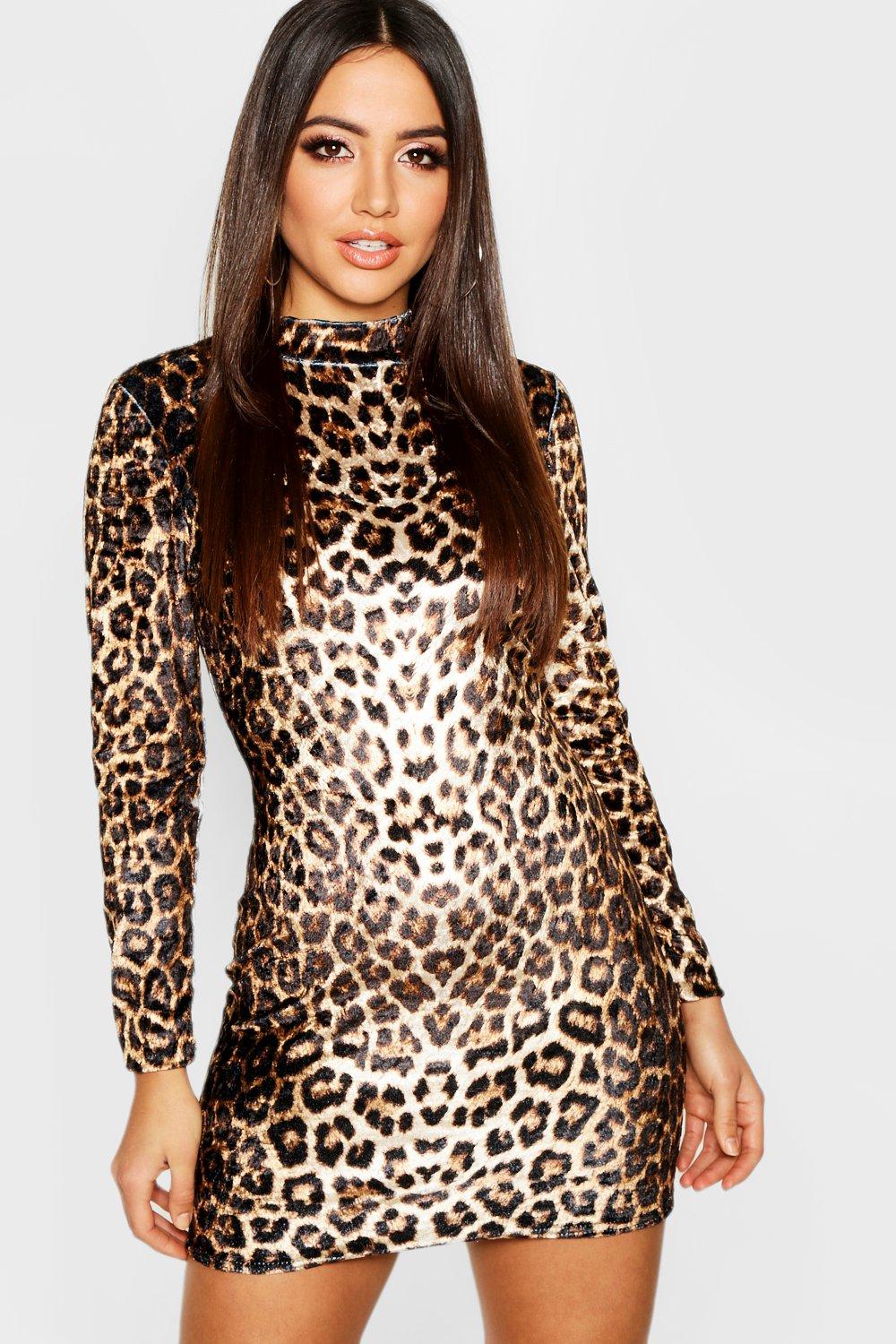 leopard velvet dress