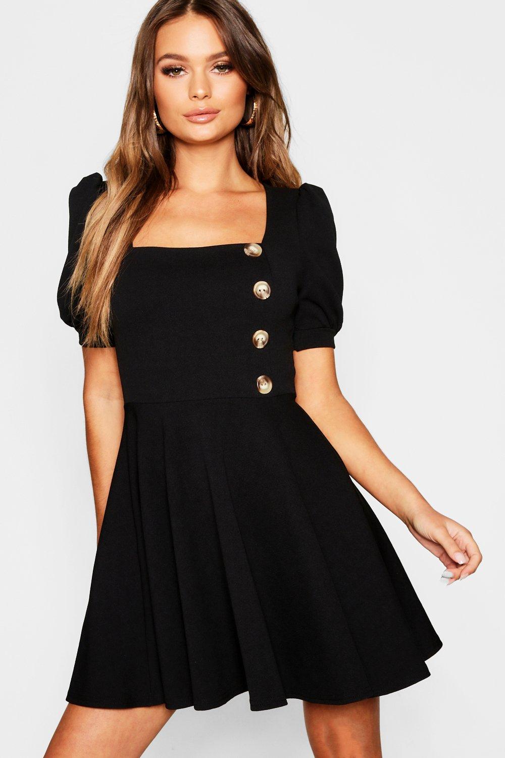 button down skater dress