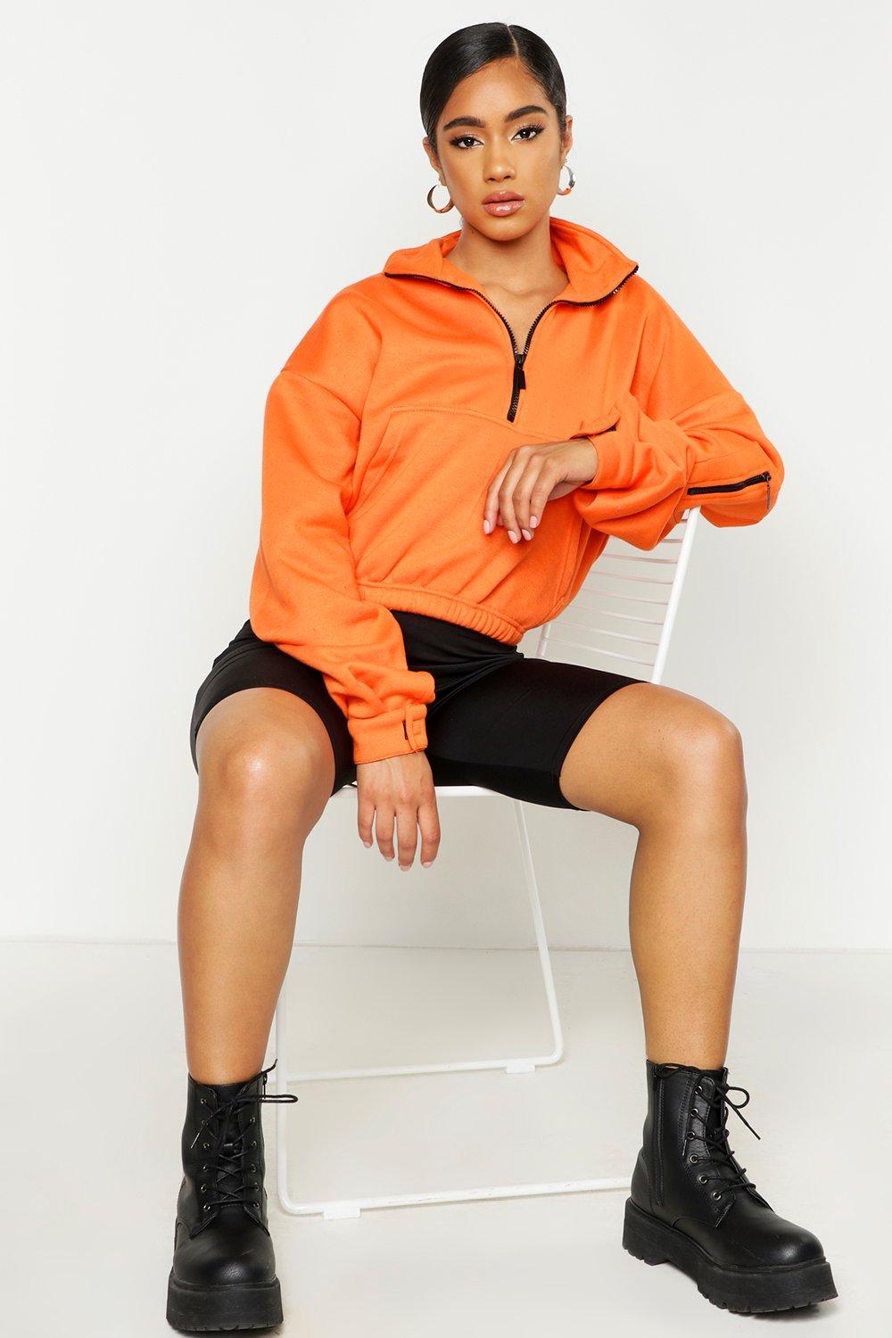 

Спортивный свитер с высоким вырезом и молнией спереди, Orange