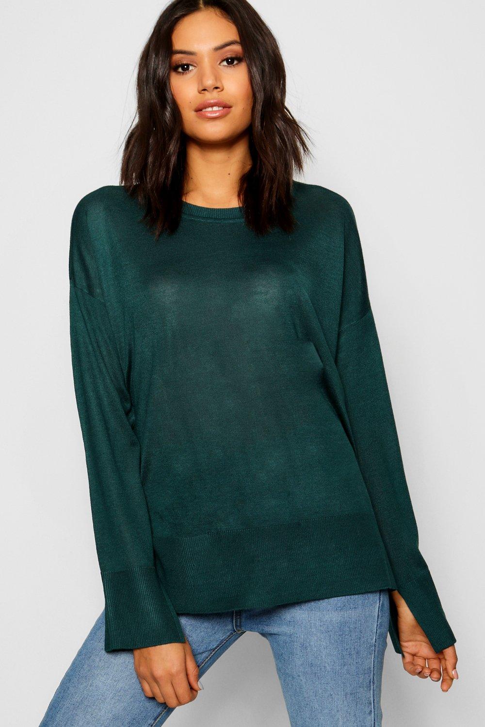 Crew Neck Split Jumper | Boohoo