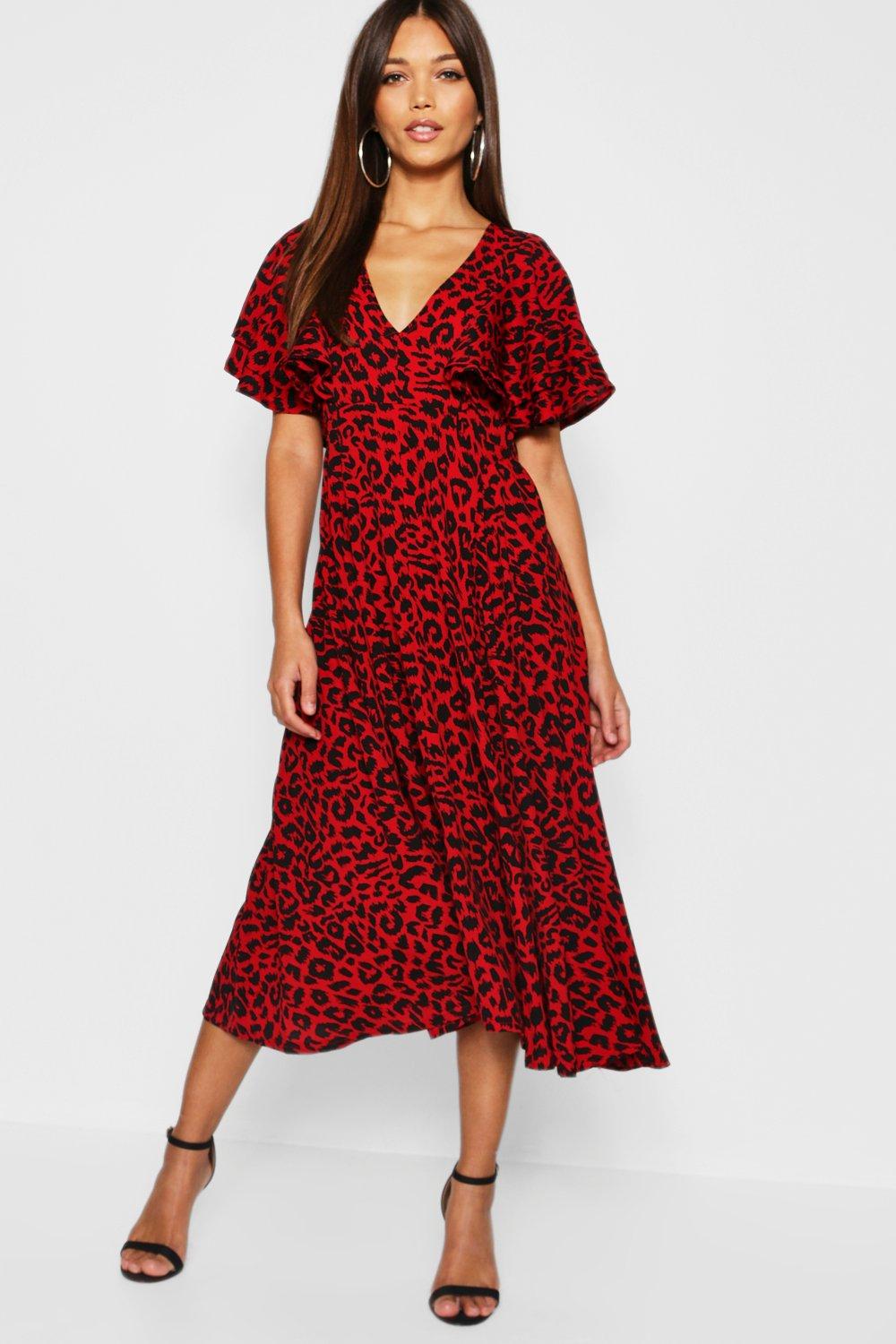 animal print dress red