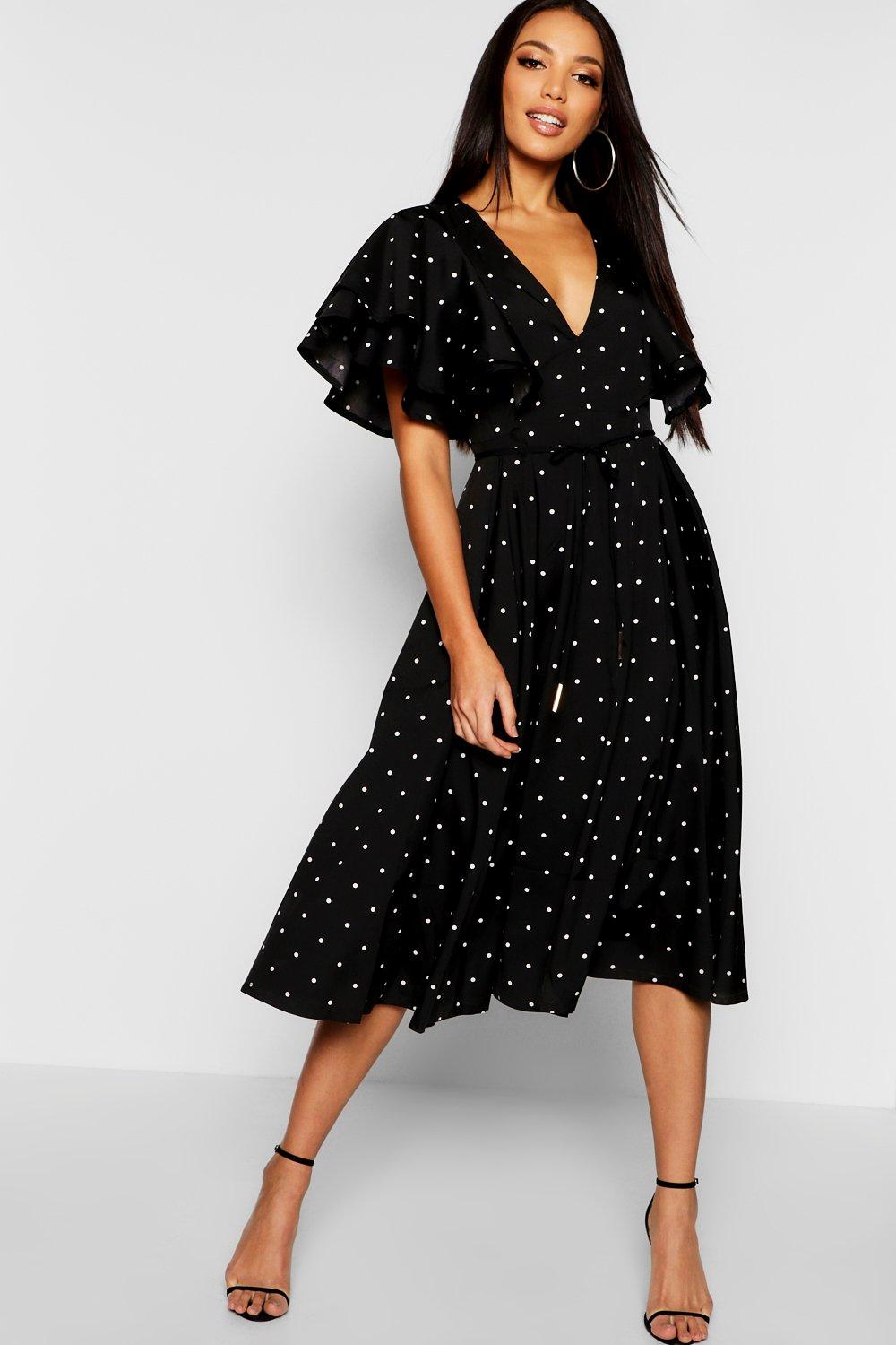 boohoo polka dot midi dress
