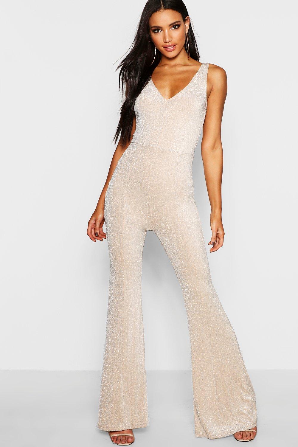 flared glitter jumpsuit