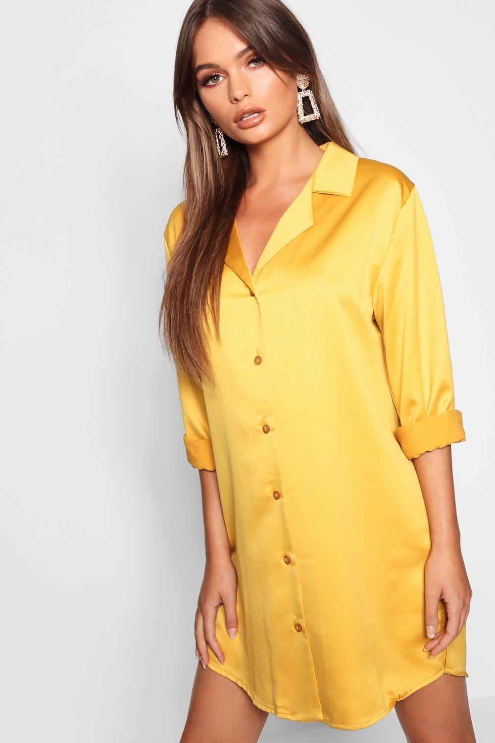 satin oversized shirt dress