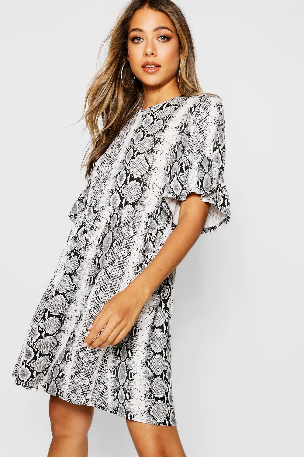 snake print smock dress