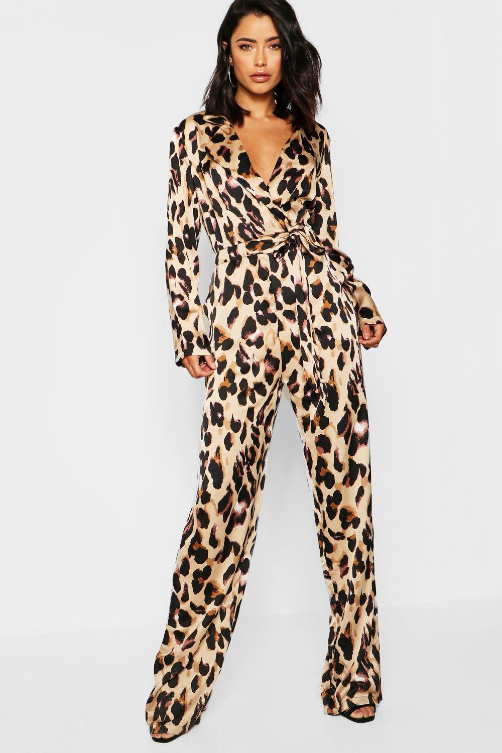 satin leopard jumpsuit