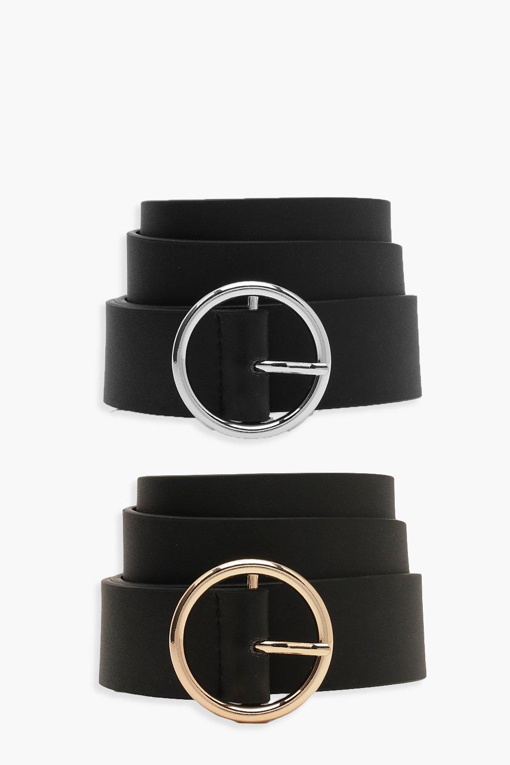 

2 широких ремня с круглой пряжкой, Black