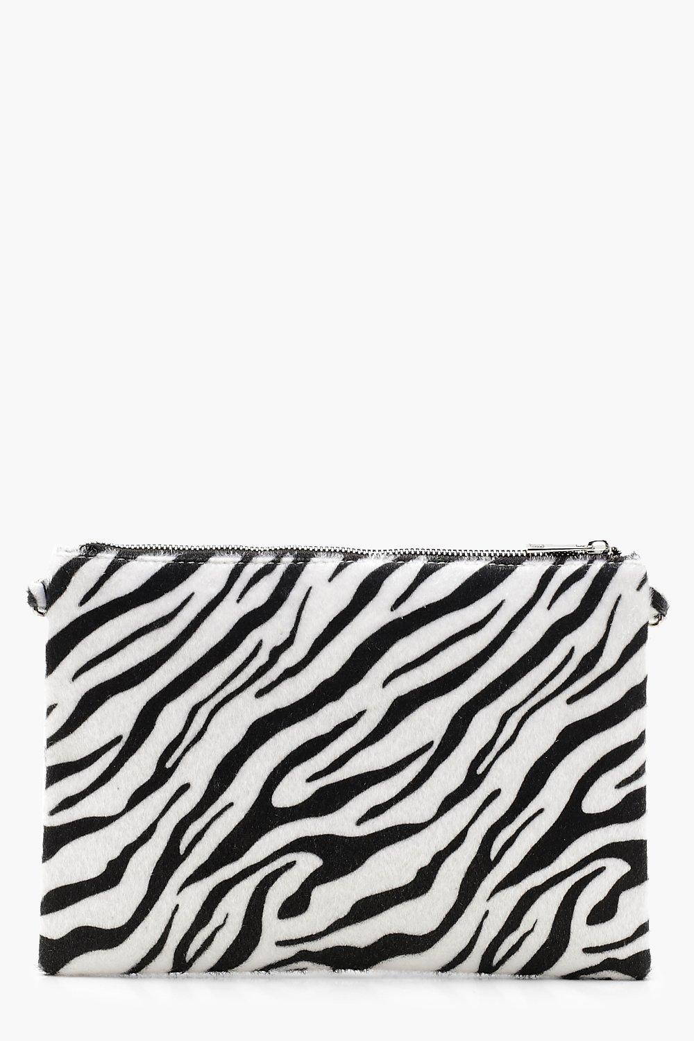 zebra print clutch bag