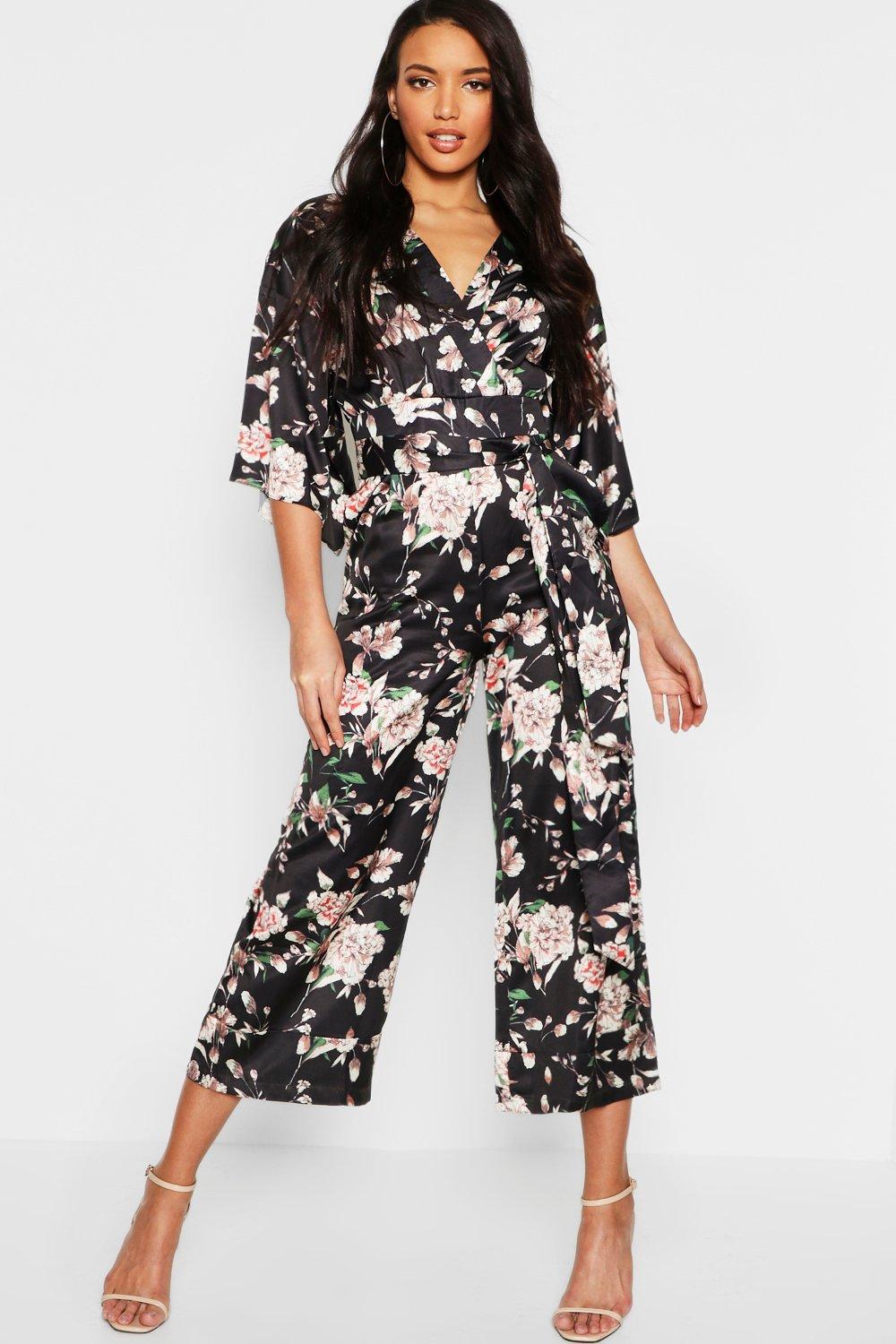 satin floral jumpsuit