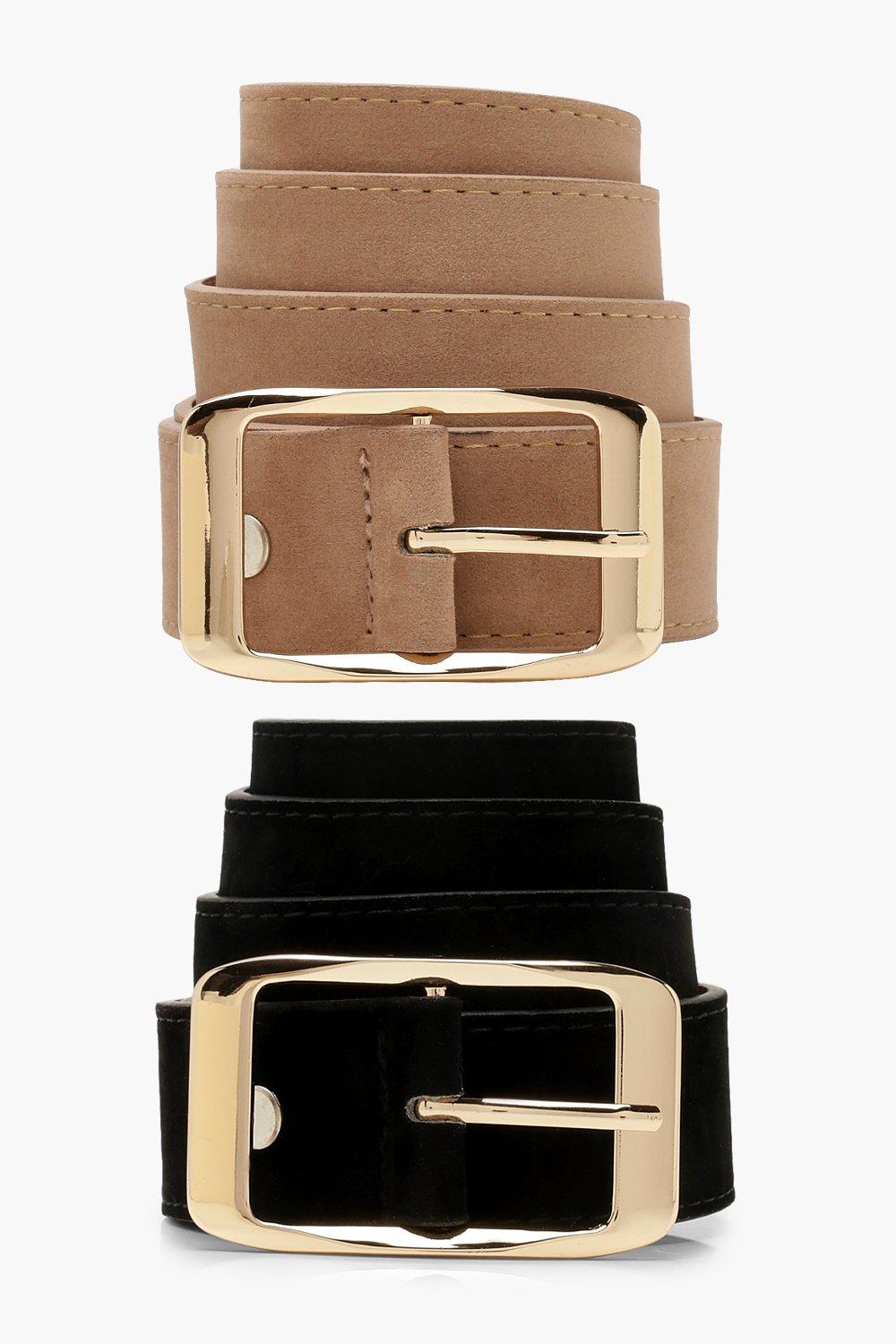 Click to view product details and reviews for Womens 2 Pack Suedette Boyfriend Belts Beige One Size Beige.