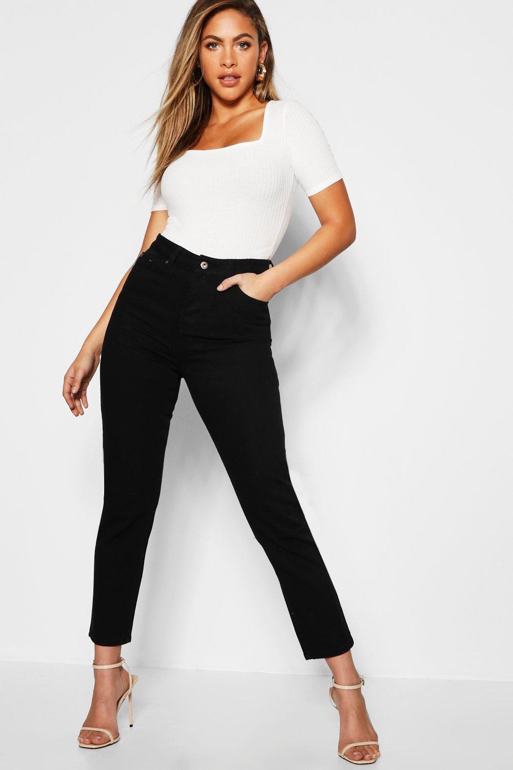 black high rise boyfriend jeans