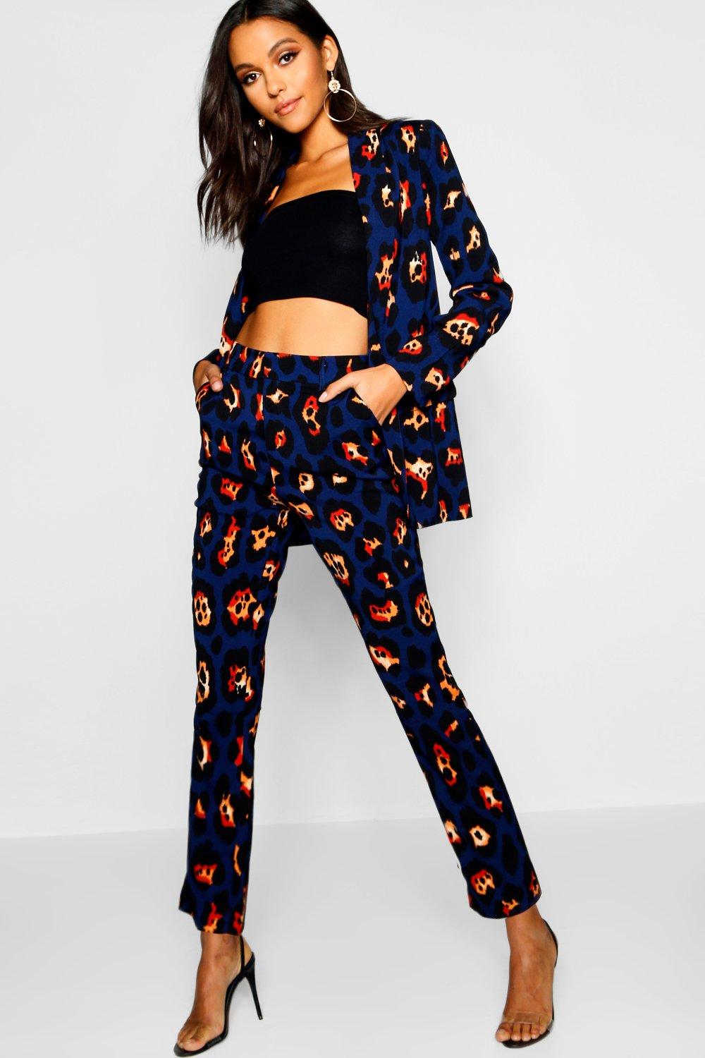 animal print tapered trousers