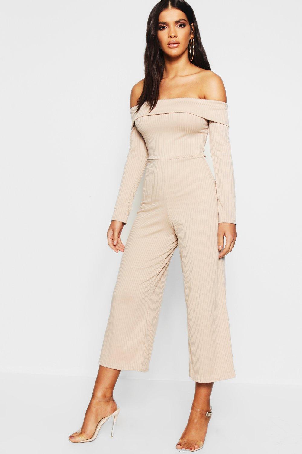 

Jumbo Rib Bandeau Culotte Jumpsuit, Темно-серый