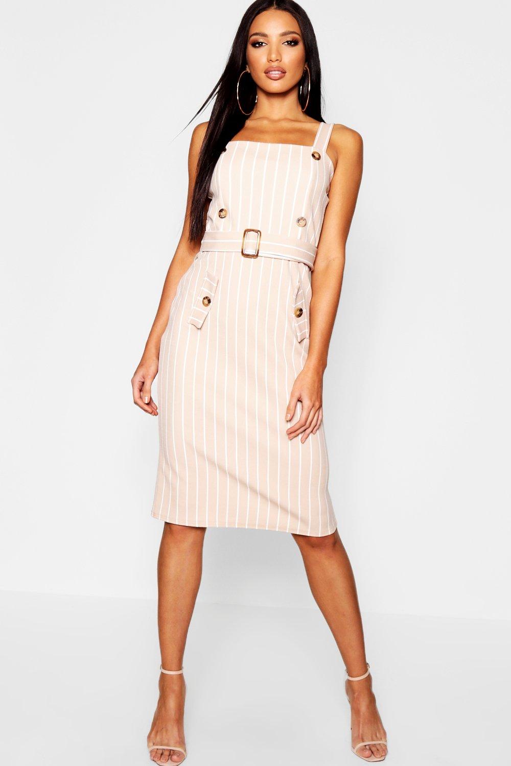 striped pinafore dress