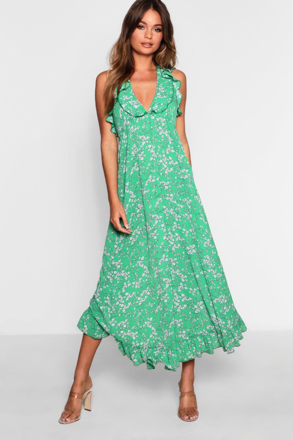 green floral wrap maxi dress