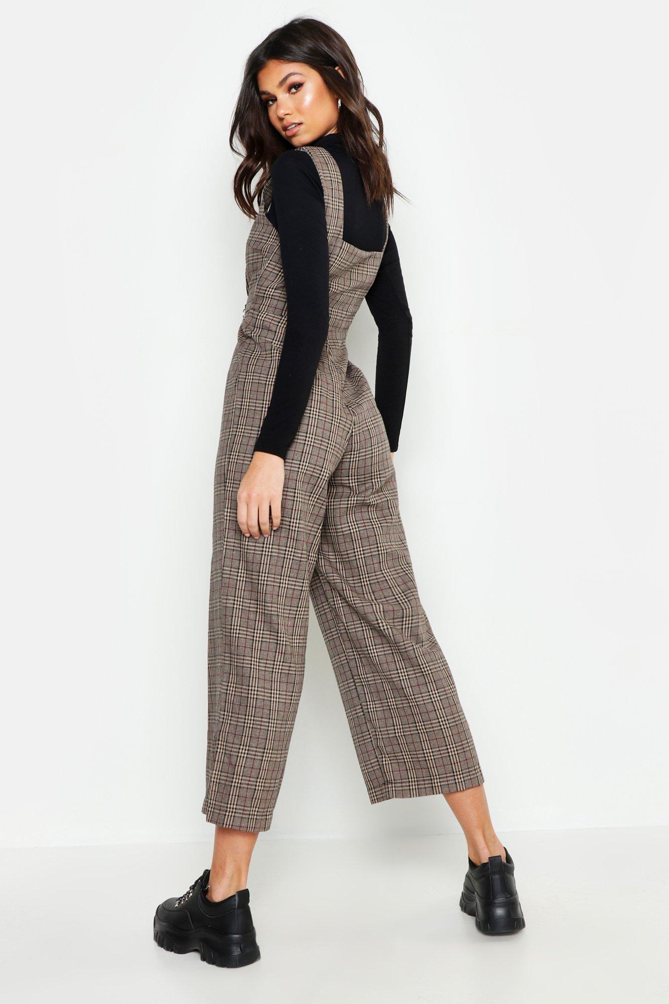 checked pinafore jumpsuit