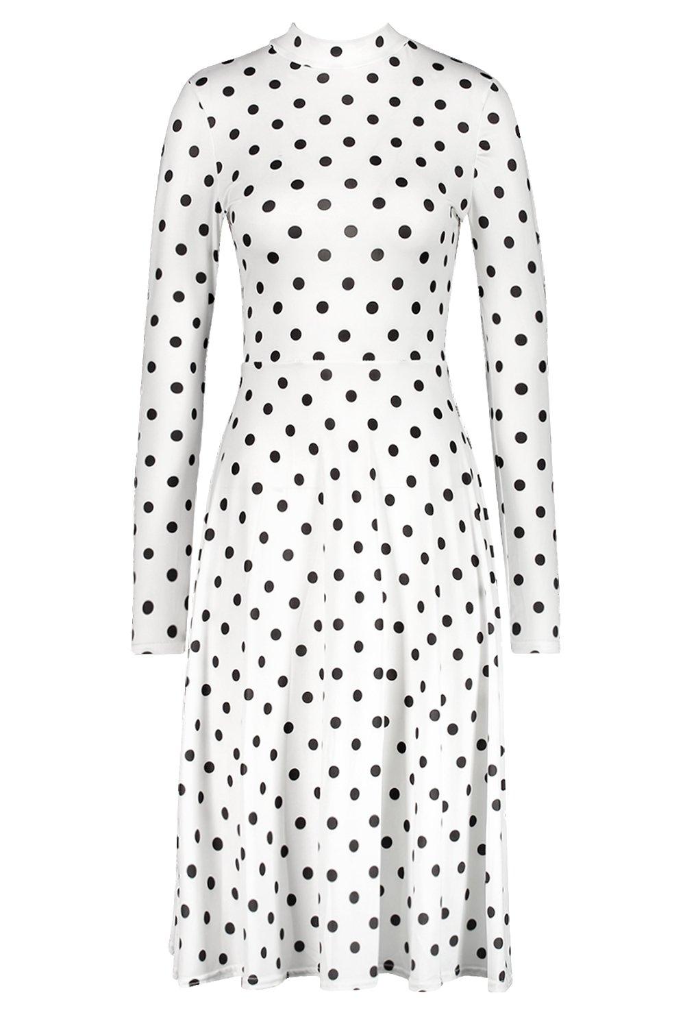 polka dot midi dress long sleeve