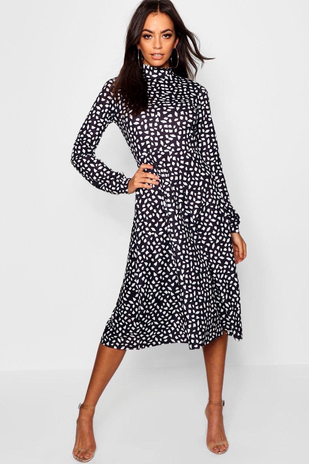 boohoo long sleeve midi dress