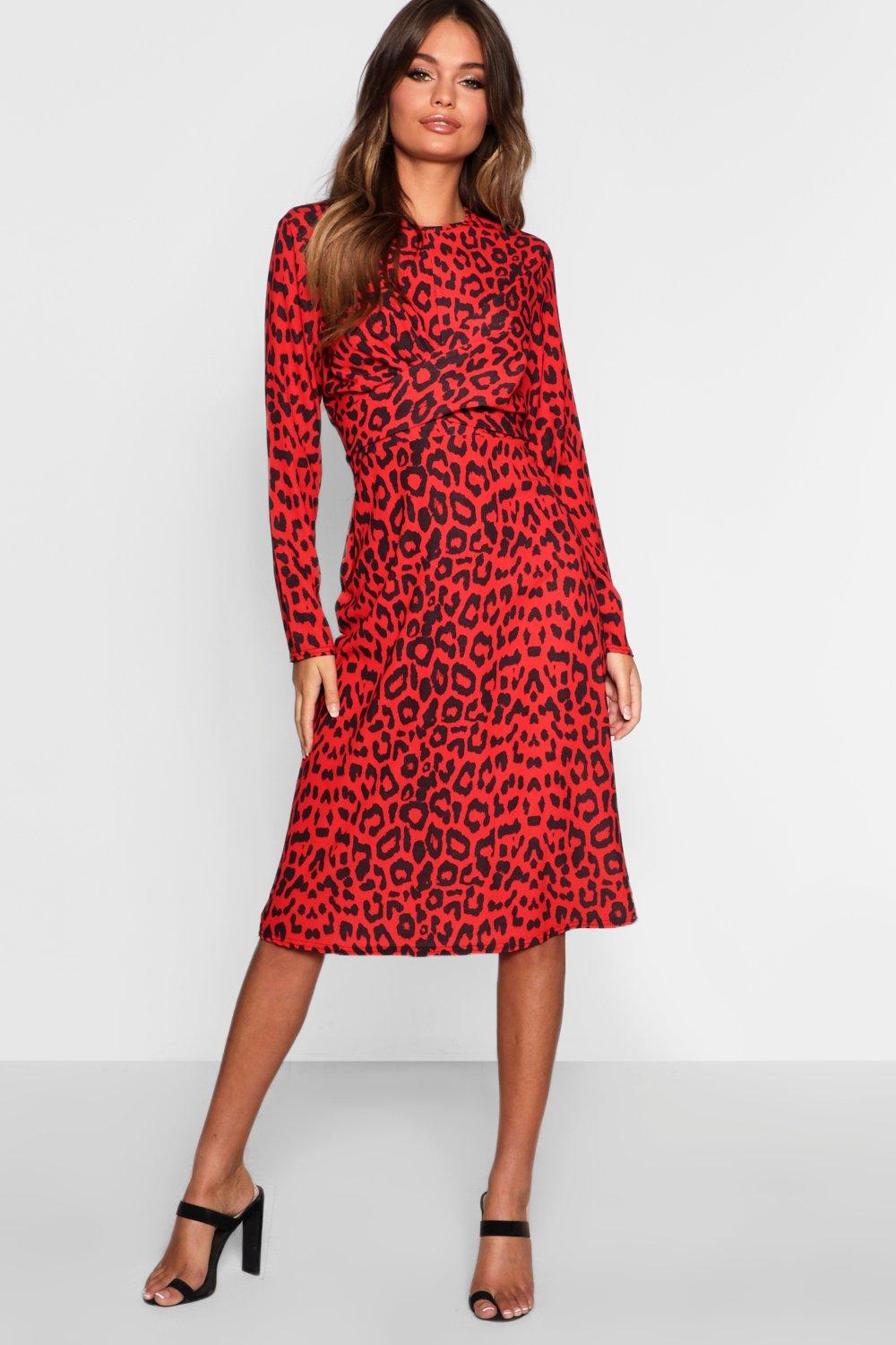 next red leopard dress