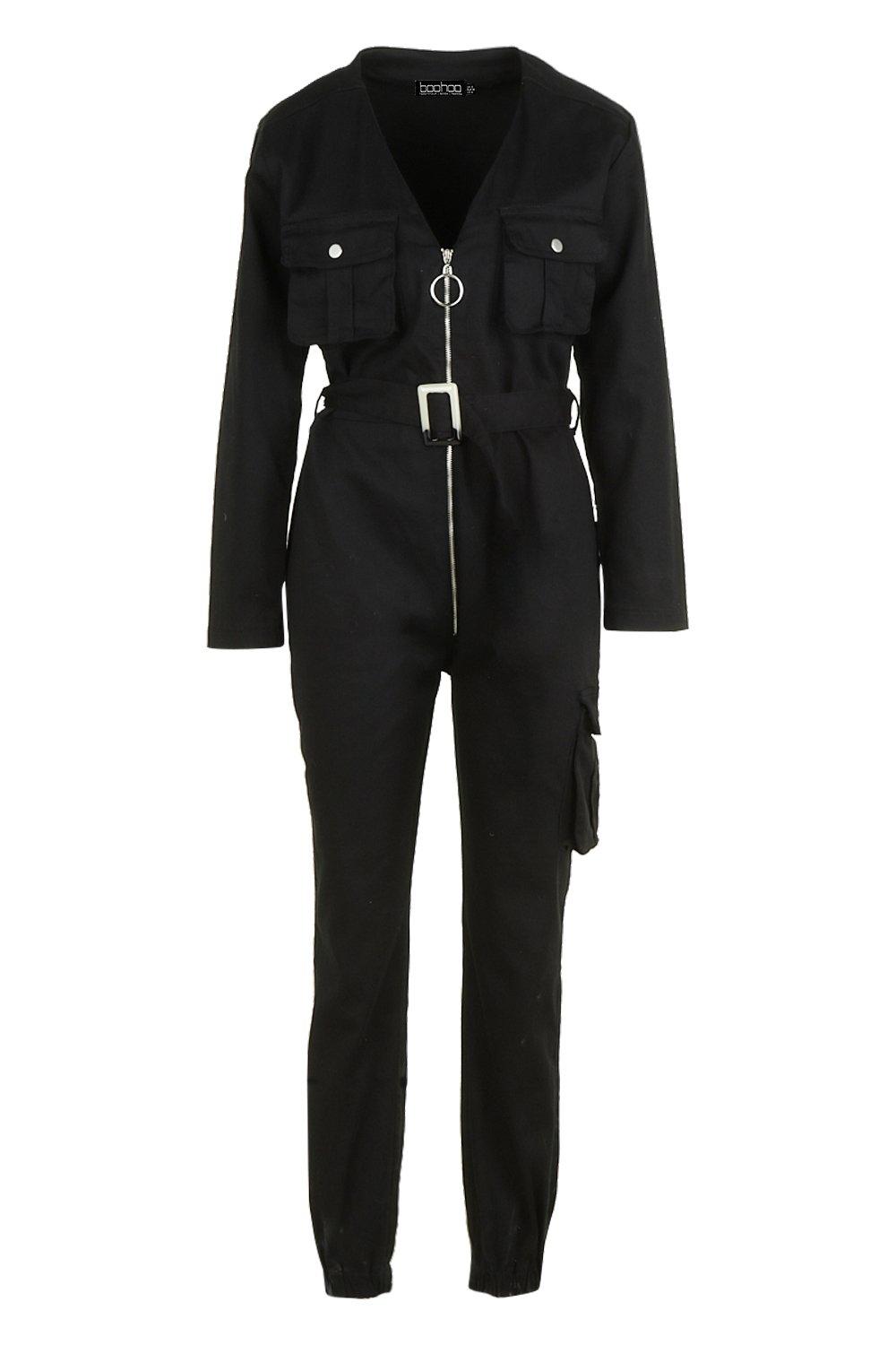 white denim utility jumpsuit