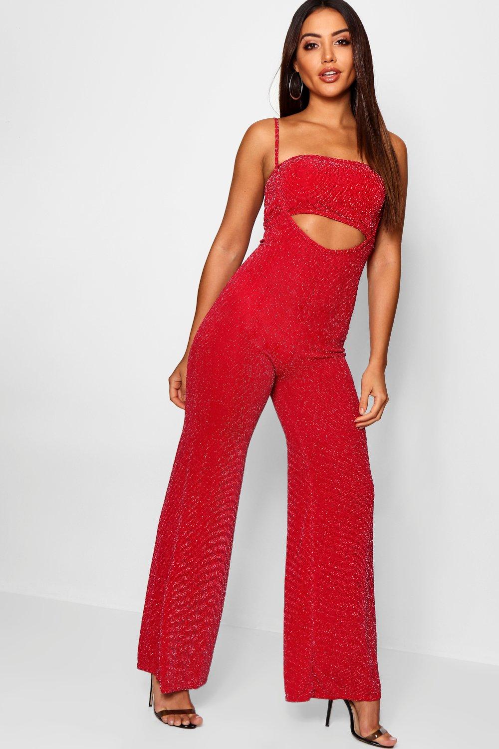 red glitter jumpsuit