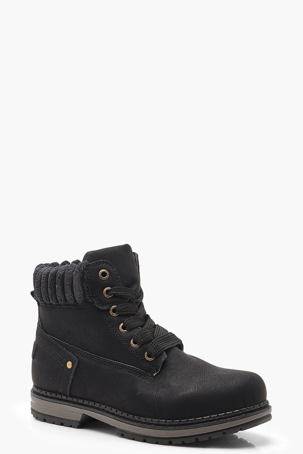 

Массивные походные ботинки из отделкой из флиса, Black