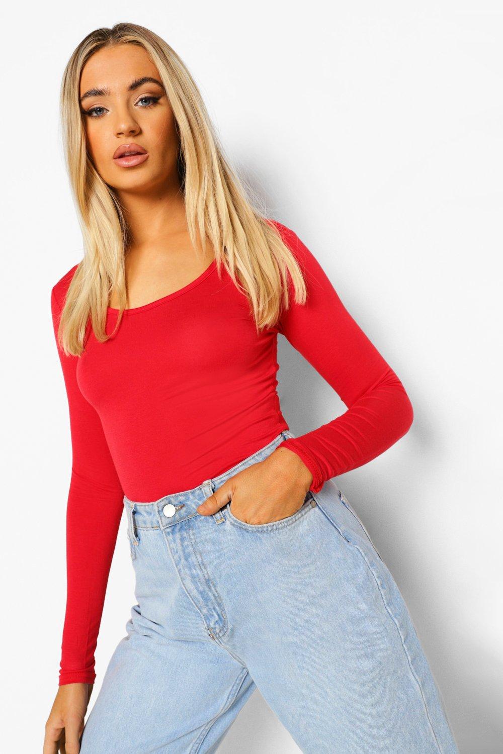 red long sleeve bodysuit
