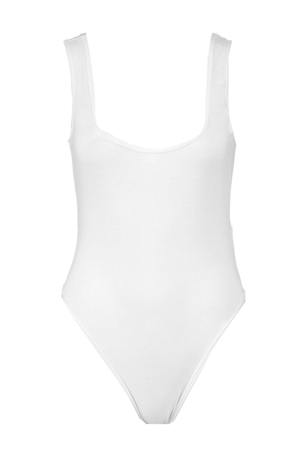 white scoop neck bodysuit