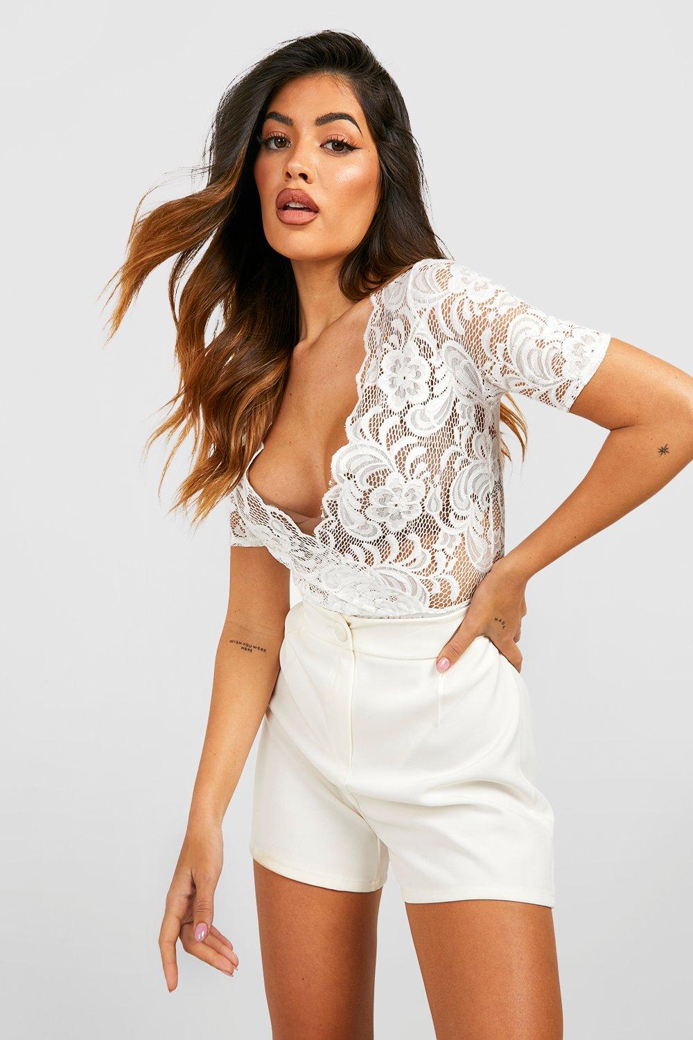 short sleeve lace bodysuit