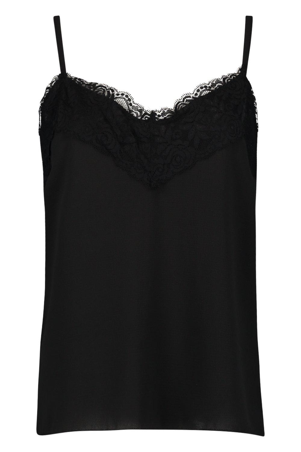 

Майка с кружевной отделкой, Black