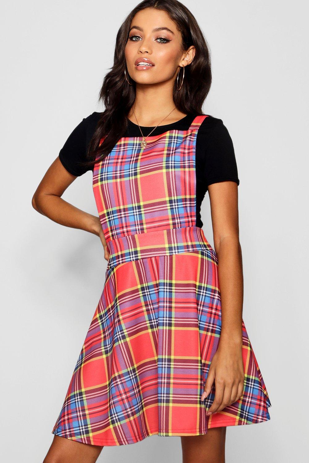 womens tartan pinafore dress