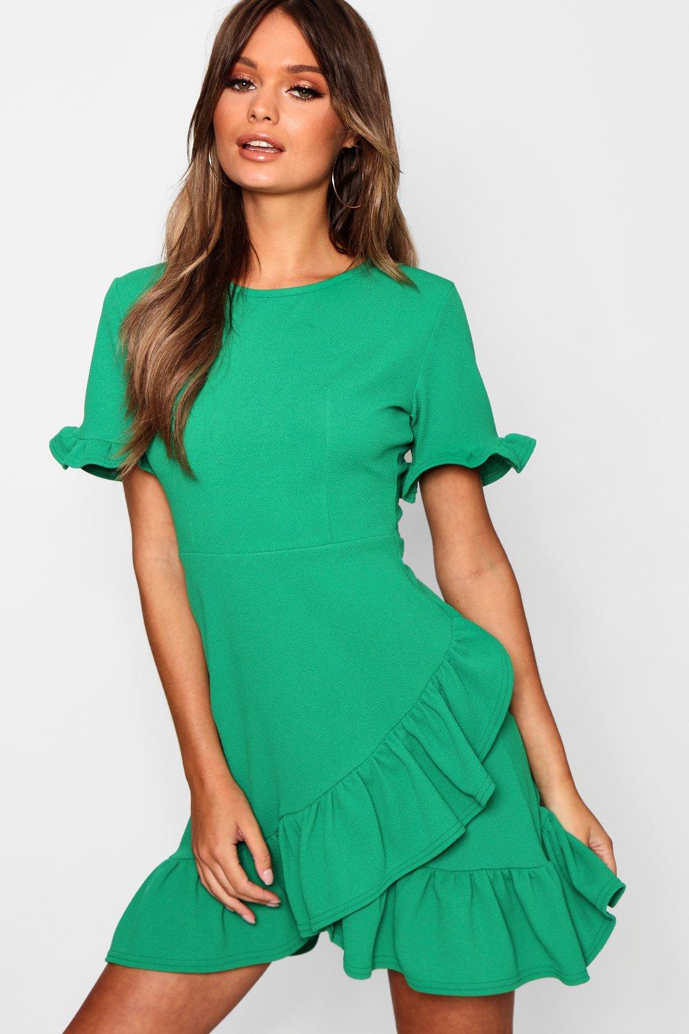 green ruffle dress