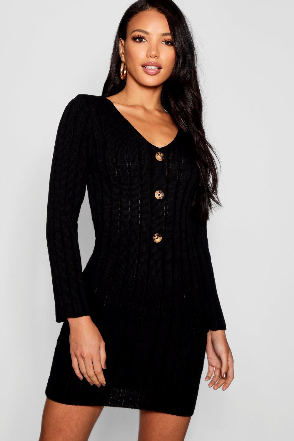 long sleeve button front dress