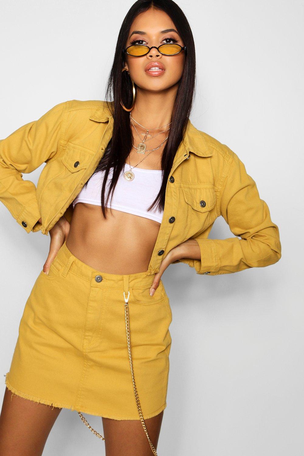 Mustard Denim Skirt | Boohoo