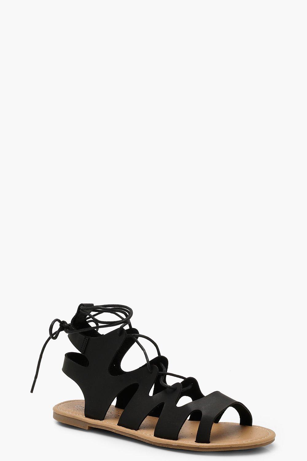 black lace up gladiator heels