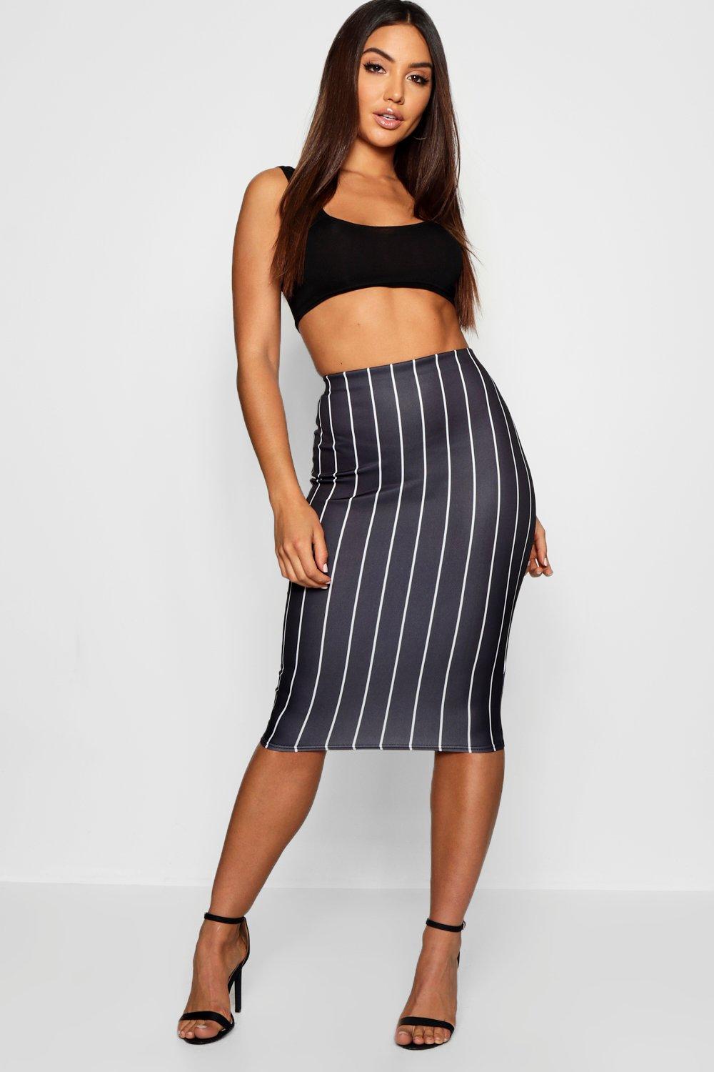 pinstripe midi skirt