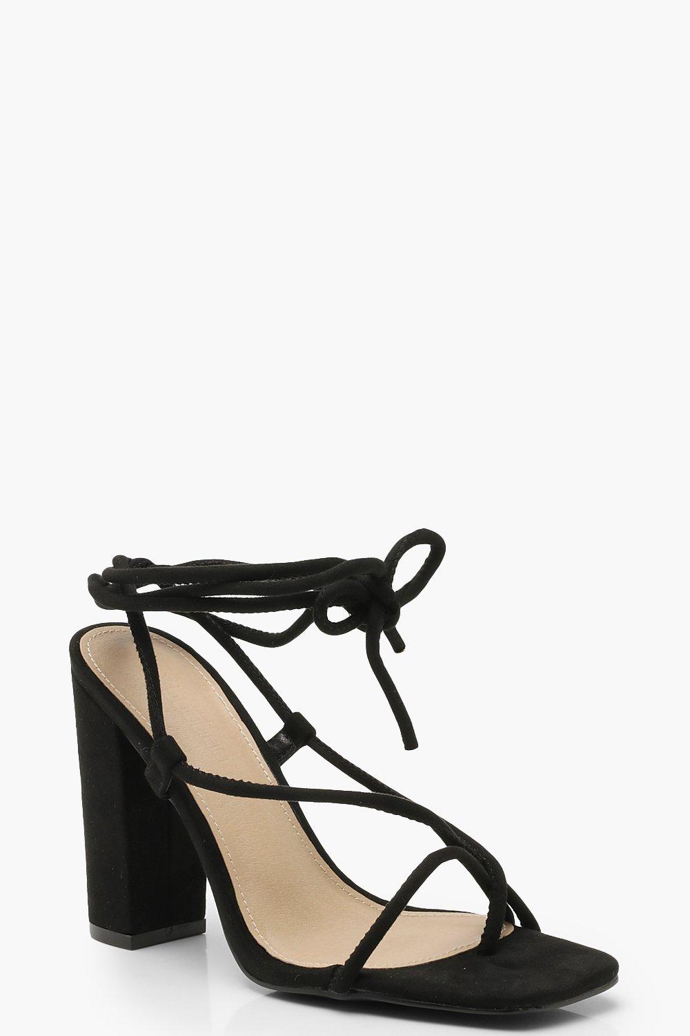 square toe wrap heels