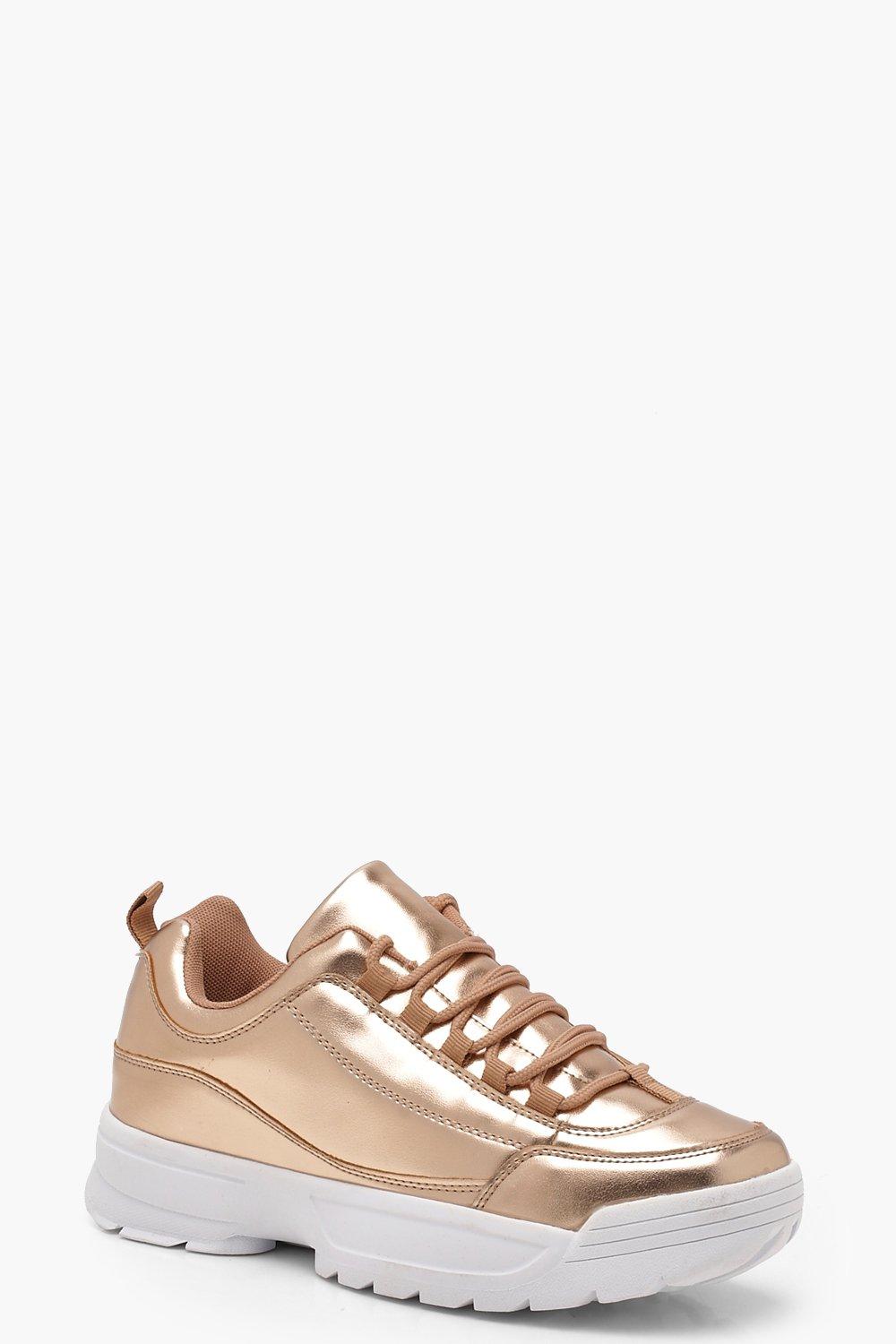 metallic chunky trainers