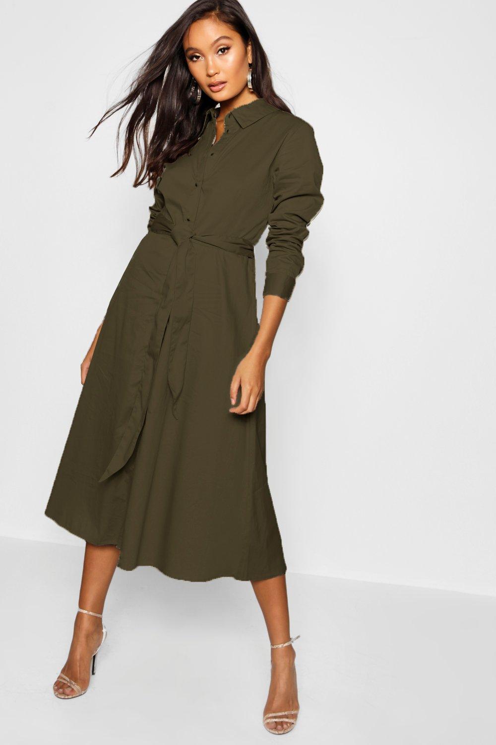 utility midi shirt dress