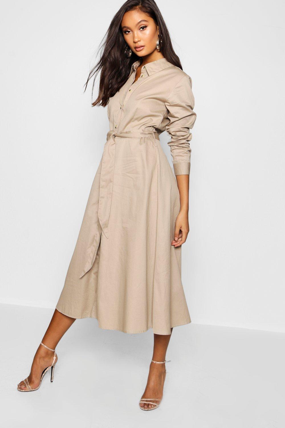 Belted Utility  Midi Shirt  Dress  Boohoo