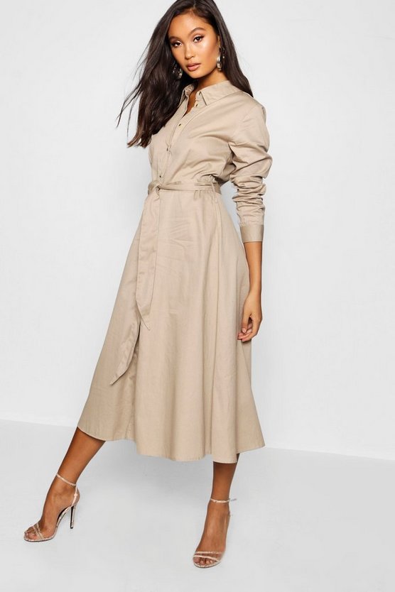 Belted Utility Midi Shirt Dress Boohoo Belted Utility Midi Shirt Dress Boohoo