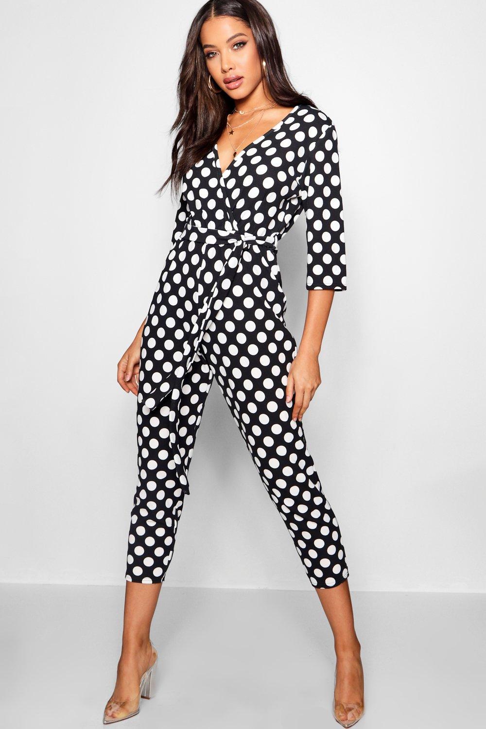 polka dot wrap jumpsuit