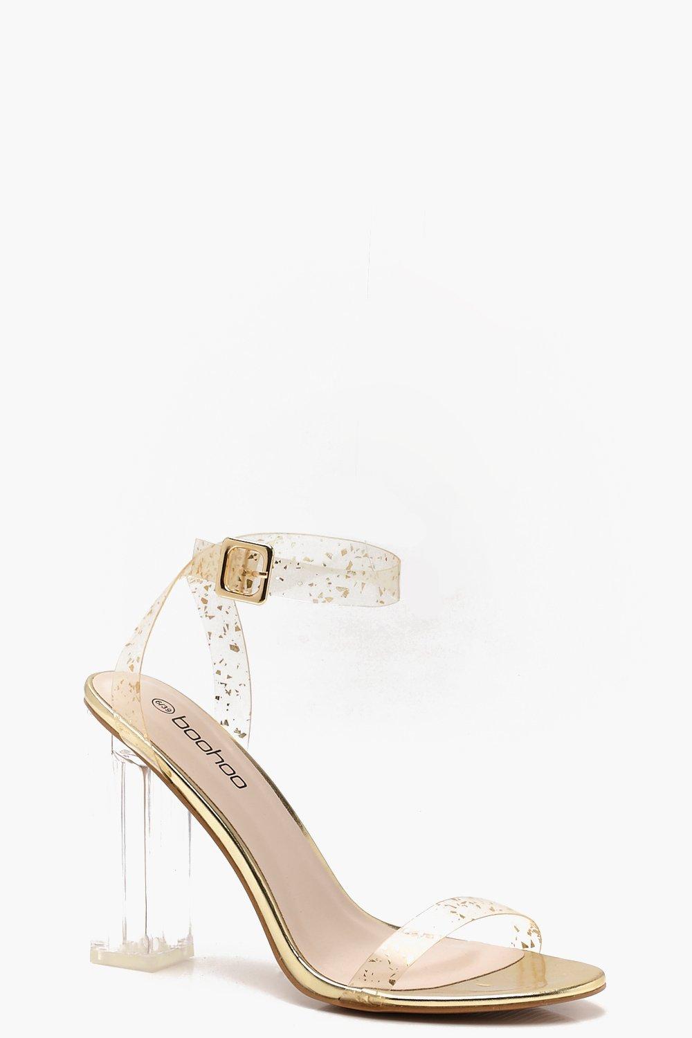 clear heels with glitter