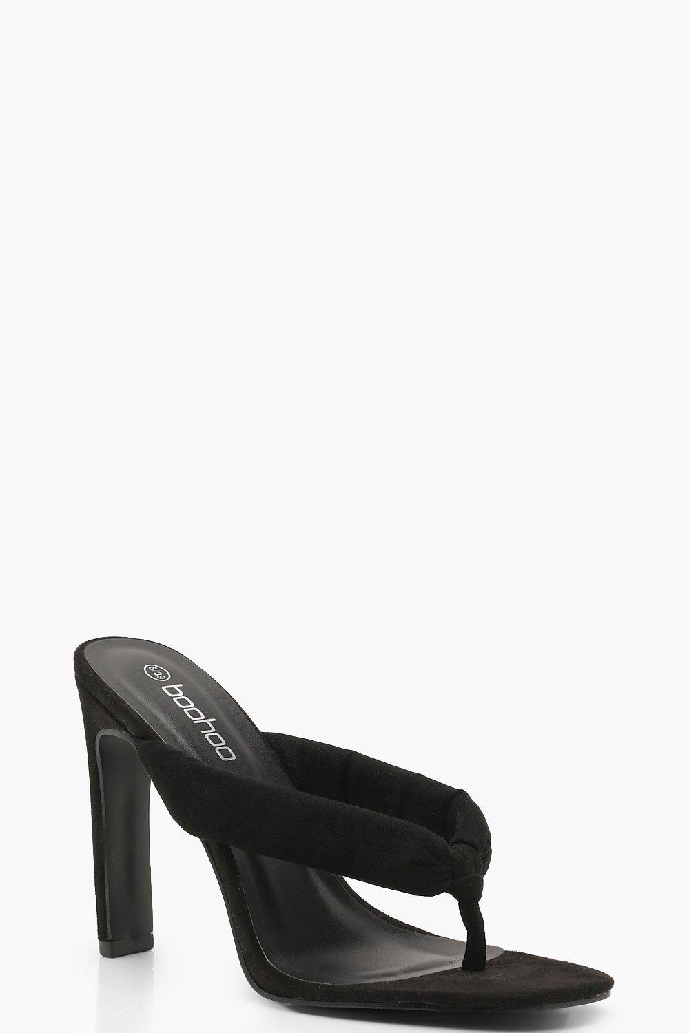 black heel mule sandals